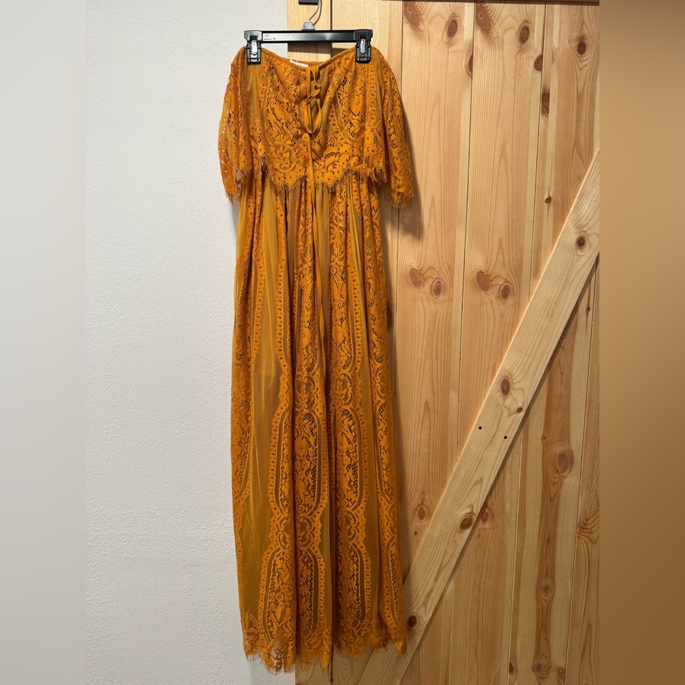 Baltic Born Mustard Lace Maxi Dress